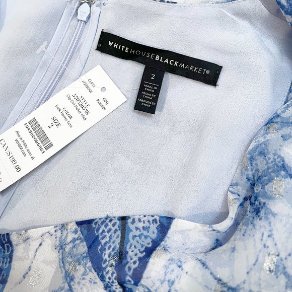 NWT WHBM Blue Floral Batik Halter Midi Dress Size 2 - Picture 8 of 9